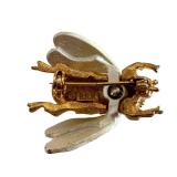 BSK Vintage Fly Brooch - Gold-Tone with Rhinestones