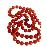 Carnelian Beaded Necklace - Vintage Hand-Knotted