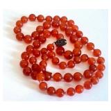 Carnelian Beaded Necklace - Vintage Hand-Knotted