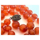Carnelian Beaded Necklace - Vintage Hand-Knotted