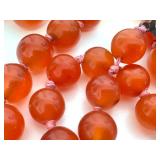 Carnelian Beaded Necklace - Vintage Hand-Knotted