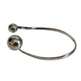 Vintage Sterling Silver Abstract Bracelet - Open Cuff with Ball Ends