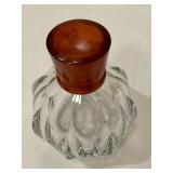Baccarat Crystal Perfume Bottle - Vintage 5 in Tall, Amber Plastic Cap