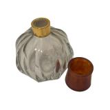 Baccarat Crystal Perfume Bottle - Vintage 5 in Tall, Amber Plastic Cap
