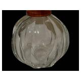 Baccarat Crystal Perfume Bottle - Vintage 5 in Tall, Amber Plastic Cap