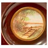 Antique Miniature Scenic Painting - Signed Gill, Dark Wood Frame