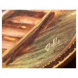 Antique Miniature Scenic Painting - Signed Gill, Dark Wood Frame