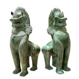 Pair of Chinese Cast Bronze Guardian Lions - Foo Dogs