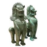 Pair of Chinese Cast Bronze Guardian Lions - Foo Dogs