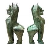 Pair of Chinese Cast Bronze Guardian Lions - Foo Dogs