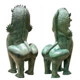 Pair of Chinese Cast Bronze Guardian Lions - Foo Dogs