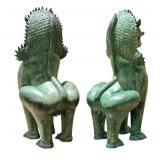 Pair of Chinese Cast Bronze Guardian Lions - Foo Dogs