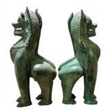 Pair of Chinese Cast Bronze Guardian Lions - Foo Dogs
