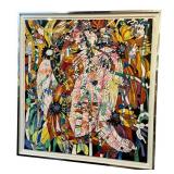 Blossoming Flowers by Tie Feng Jiang - Framed Abstract Floral Artwork, Vibrant Colors