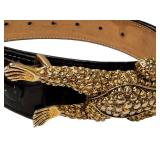 Barry Kieselstein-Cord Sterling Toad Belt Buckle on Black Leather Belt