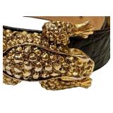 Barry Kieselstein-Cord Sterling Toad Belt Buckle on Black Leather Belt