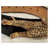Barry Kieselstein-Cord Sterling Toad Belt Buckle on Black Leather Belt