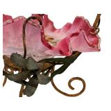 C1 - Antique Victorian Brides Basket - Hand Painted Pink Glass Bowl