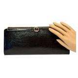Gucci Leather Clutch - Black Crocodile-Embossed, Made in Italy