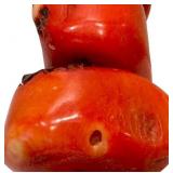 Red Coral Bead Necklace with Matching Earrings - Hammered Silver Toggle Clasp