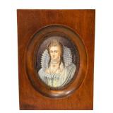 Berlier Queen Portrait Miniature - Antique Oil Painting