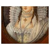 Berlier Queen Portrait Miniature - Antique Oil Painting