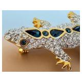 Gecko Brooch - Gold Tone Rhinestone, 3-Inch Lizard Jewelry Pin