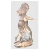 C1 - Lalique Deux Danseuses by Marc Lalique - 1990 Frosted Glass Sculpture, ~10 in tall