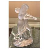 C1 - Lalique Deux Danseuses by Marc Lalique - 1990 Frosted Glass Sculpture, ~10 in tall