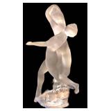 C1 - Lalique Deux Danseuses by Marc Lalique - 1990 Frosted Glass Sculpture, ~10 in tall