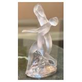 C1 - Lalique Deux Danseuses by Marc Lalique - 1990 Frosted Glass Sculpture, ~10 in tall