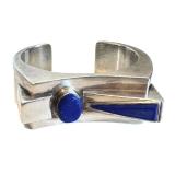 Chester Naz Sterling Silver Lapis Cuff Bracelet