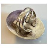 Amber Cabochon Ring in Sterling Silver - Size 7