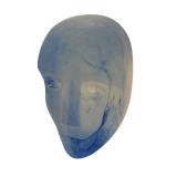 DR - Kosta Boda Bertil Vallien Blue Sand-Cast Glass Head on Granite Base 9 in Tall