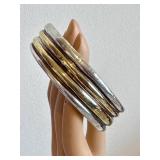 Two-Tone Sterling Bangle - Artisan Crafted, 925 Hallmark