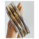 Two-Tone Sterling Bangle - Artisan Crafted, 925 Hallmark