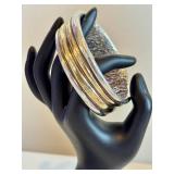 Two-Tone Sterling Bangle - Artisan Crafted, 925 Hallmark