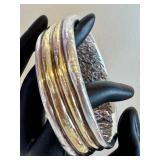 Two-Tone Sterling Bangle - Artisan Crafted, 925 Hallmark
