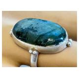 Vintage Sterling & Labradite Ring - Size 6.75 (Chip on Stone)