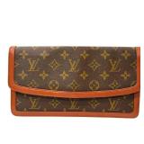 Louis Vuitton Foldover Monogram Clutch - Brown Canvas, Cognac Leather Trim