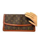 Louis Vuitton Foldover Monogram Clutch - Brown Canvas, Cognac Leather Trim