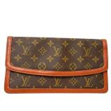 Louis Vuitton Foldover Monogram Clutch - Brown Canvas, Cognac Leather Trim