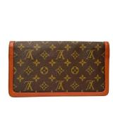 Louis Vuitton Foldover Monogram Clutch - Brown Canvas, Cognac Leather Trim