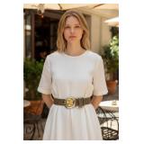 C5 - Barry Kieselstein-Cord Sterling Silver Celestial Sun Belt Buckle on Genuine Leather Belt