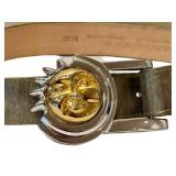 C5 - Barry Kieselstein-Cord Sterling Silver Celestial Sun Belt Buckle on Genuine Leather Belt