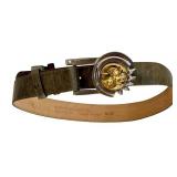 C5 - Barry Kieselstein-Cord Sterling Silver Celestial Sun Belt Buckle on Genuine Leather Belt