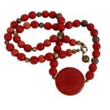 Chinese Necklace - Red Carved Beads