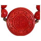 Chinese Necklace - Red Carved Beads