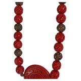 Chinese Necklace - Red Carved Beads