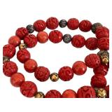 Chinese Necklace - Red Carved Beads